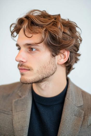 A man with wavy, medium-length hair styled in a loose, natural look.