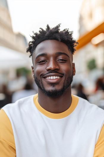 A black man with a high fade haircut featuring short, curly hair on top and a precise, gradually faded cut on the sides and back.